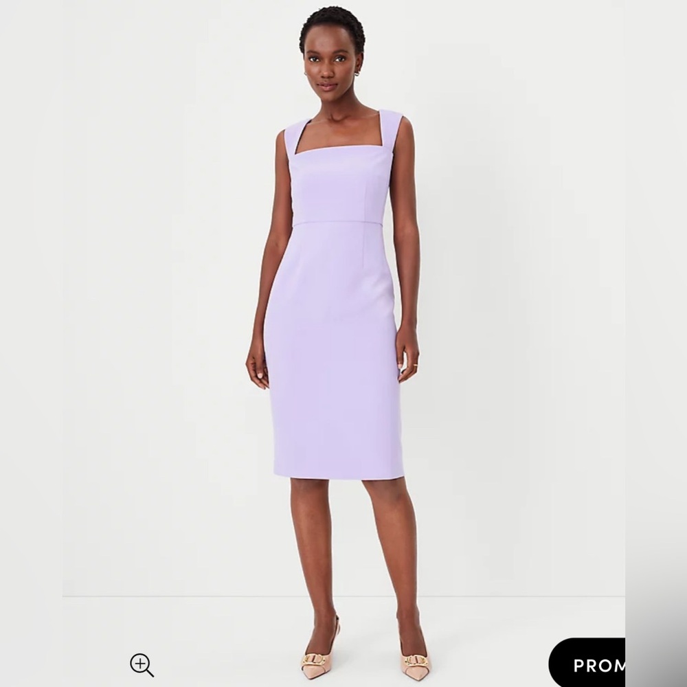 Petite Square Neck Cap Sleeve Sheath Dress 0P Purple